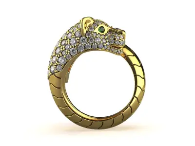 Diamond Panther Ring 3D print model