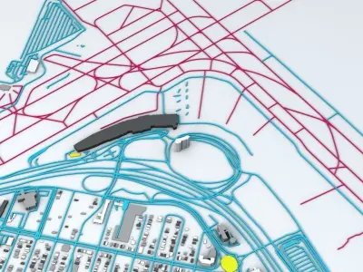 New York LaGuardia LGA Airport Roads and Buildings 3D model