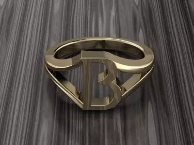 Jewelry Alphabet Ring B 3D print model purchase