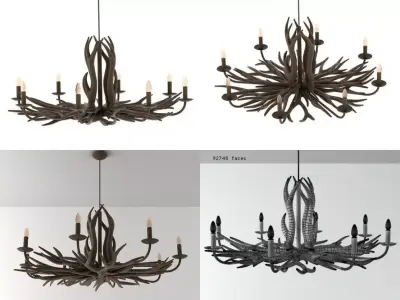 Deer Horn Chandelier 3D model