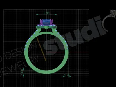 Luxury engagement solitaire unique flower ring 3d model 3D print model