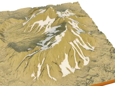snow mountain with crater free 3d terrain model Free low-poly 3D model