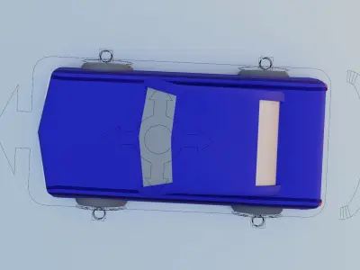 cartoon blue car Low-poly 3D model