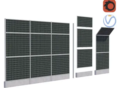 Road car Acoustic noise absorbing fence barrier 3D model