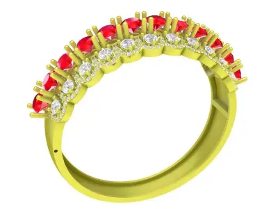 Luxury Ruby Diamond Half Eternity Ring 3D Model 4155 3D print model