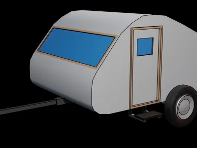 Low Poly Teardrop Camper Trailer Low-poly 3D model