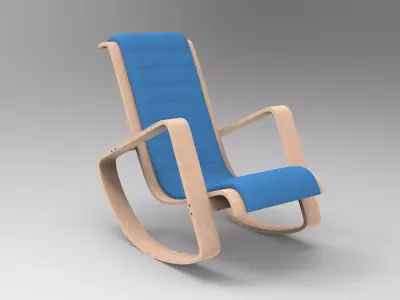 Rocking Wood Chair Low-poly 3D model