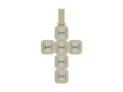 Luxury Iced-Out Cross Pendant  3D print model