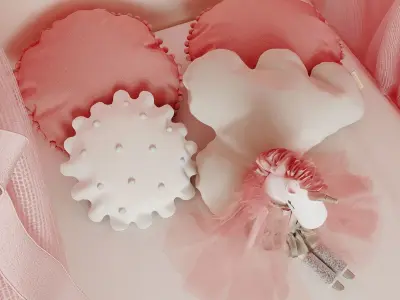 Kids bed with decor 3D model