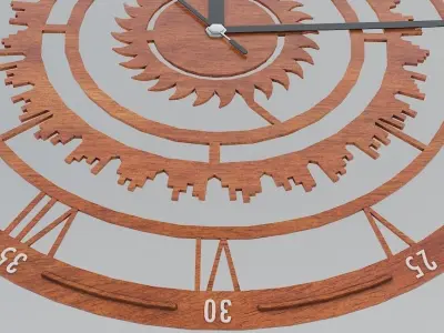 Wooden Clock PBR Free low-poly 3D model