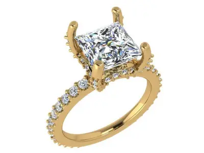 Princess Diamond Ring 3662 3D print model