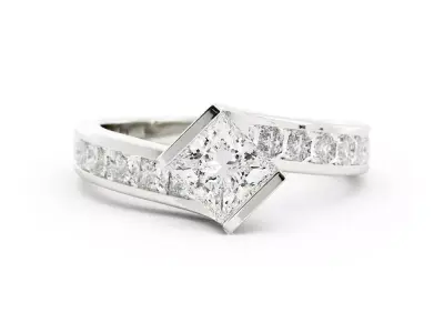 Princess Cut Solitaire Engagement Ring 3dm 3D print model