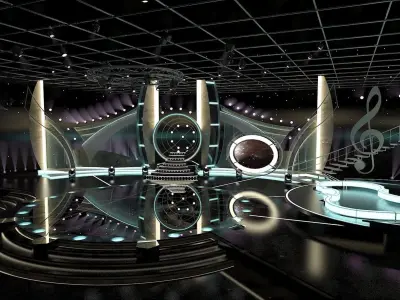 Virtual TV Studio Entertainment Set 1 3D model