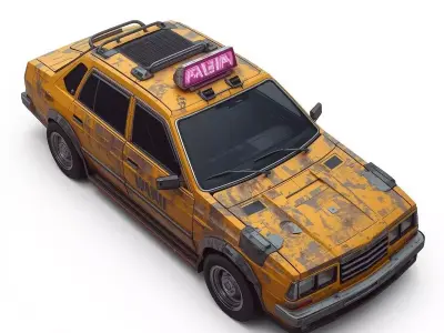 Cyberpunk Performance Taxi 3D Model Low-poly 3D model