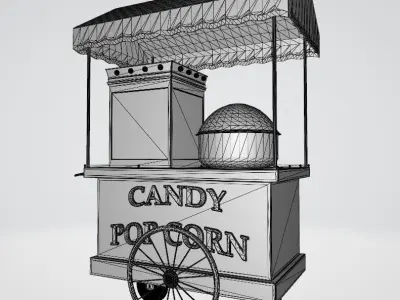 Candy and Candy Popcorn Stand Car Low-poly 3D model