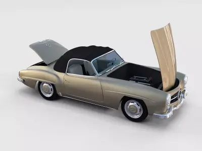 Full w interior Mercedes 190SL Soft Top rev 3D model