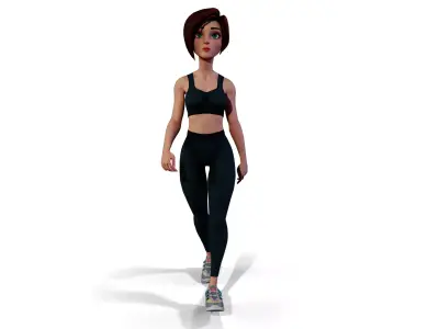 Sport girl Low-poly 3D model