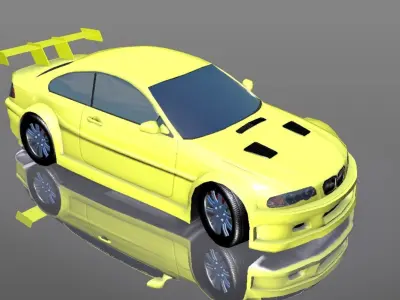 New Sports Car E-46 GTR Lowpoly 3D Model - Game Ready Asset Low-poly 3D model
