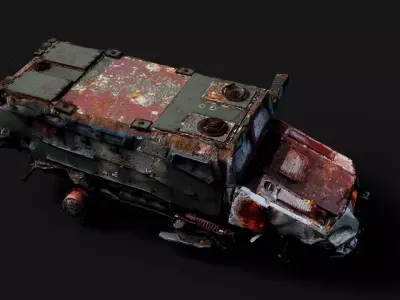 war destroyed BMC vehicle wreck PBR photogrammetry Low-poly 3D model