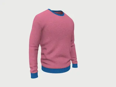 Sweater Full Sleeves Pink Low-poly 3D model