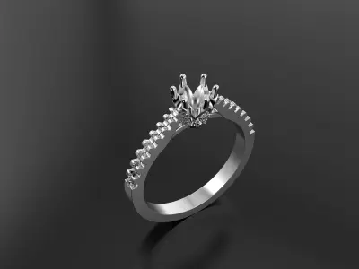 Ring with one big stone 3D print model