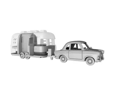 Airstream Trailer and Towing Vehicle 3D print model
