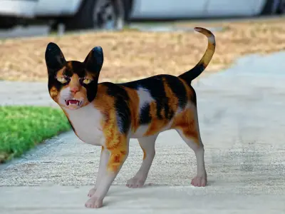 Calico Cat Rigged and Animated V4 in Blender Low-poly 3D model