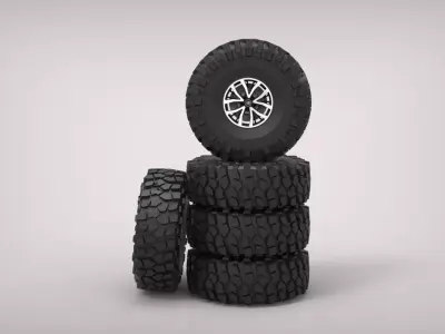 GENERIC TIRE WITH TOYOTA RIM Low-poly 3D model