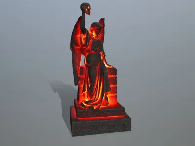 statue 2 with flames Low-poly 3D model