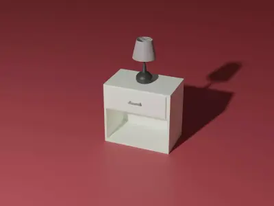 Night stand with a lamp on it 3D model