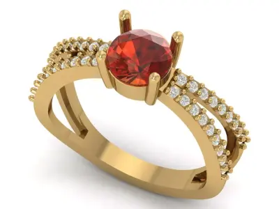 ladies Diamond Ring 3D print model 8