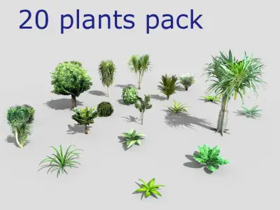 low poly foliage pack Low-poly 3D model