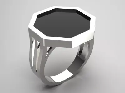 Modern octagonal man ring with black onyx model mr0233 3D print model