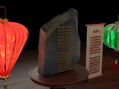 Chinese red paper lantern  3D model buy