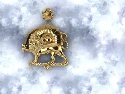 lion and sun necklace gold 3D print model