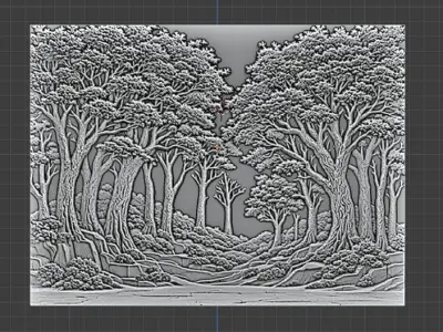 modern panel wall decor set wall relief mural CNC 115 3D model