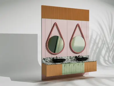 Modern Double Vanity Bathroom Set Free low-poly 3D model