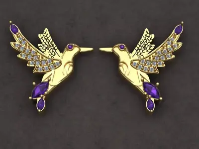 Earrings Or Pendant Hummingbird  colibri pajaro bird 3D print model