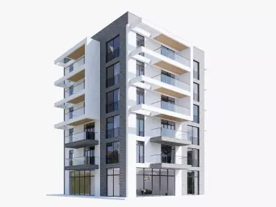 Modern residential building Low-poly 3D model