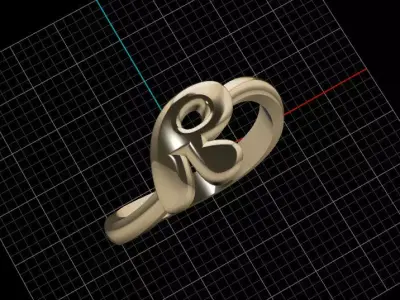 R alphabet baypass ring 3D print model