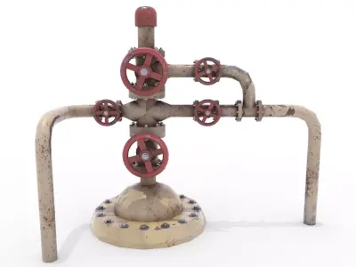 Oil Pumpjack Wellhead Weathered 3 Low-poly 3D model