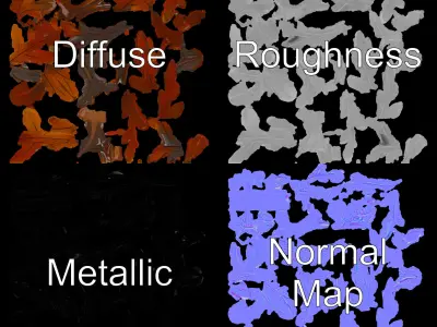 Decorative Leaf Model Pack with Detailed Textures Low-poly 3D model