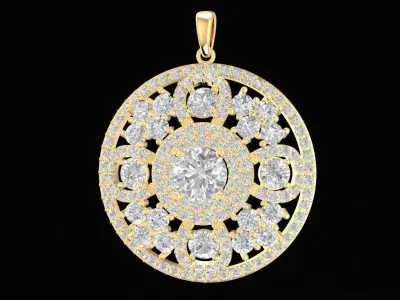 Luxury Round Gemstone Pendant Jewelry 3D Model 906 3D print model