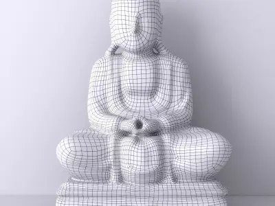 Antique Wooden Sitting Buddha 3D model