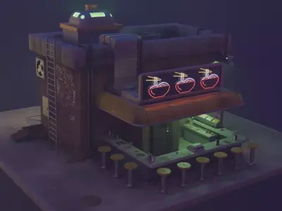 Bar Cyberpunk Low-poly 3D model