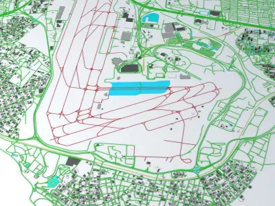 Istanbul Ataturk TAV Airport Roads Buildings and Public Trans 3D model