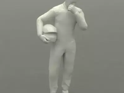 Racing driver with helmet under his arm 3D print model
