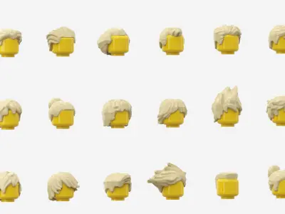 TwindBricks3D - Minifigure Hair pack 5 3D print model