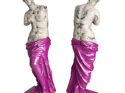 Venus Modern sculpture with tattoo Low-poly 3D model