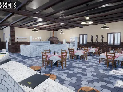Modular Restaurant - Mamma Mia Pizzeria for UE4 UE5 Low-poly 3D model